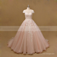Великолепные кружева розовый жемчуг бусины для свадебное платье